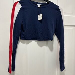 Navy blue long sleeve crop top women’s small size